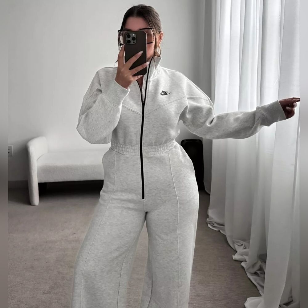Nike Sportswear Tech Fleece Windrunner Jumpsuit Grey Black Women's XS FB8798-013
